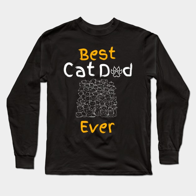 Best cat dad ever, Cat daddy pajamas Long Sleeve T-Shirt by BalmyBell